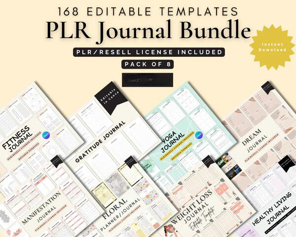 PLR Journal Bundle: Customize, Resell, Profit! | 168 Templates Included